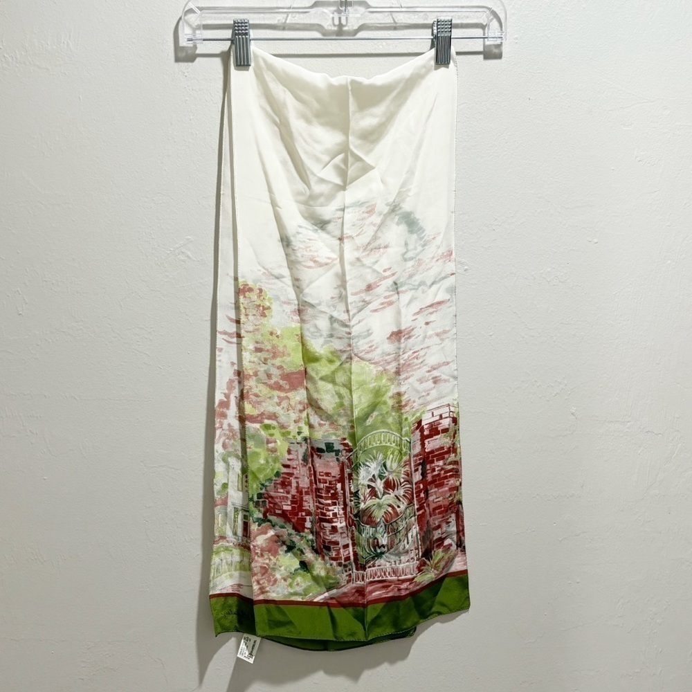 ID UNLIMITED Women’s Silk Art Print Scarf MARY WOOD BEASLEY Green Pink Italy